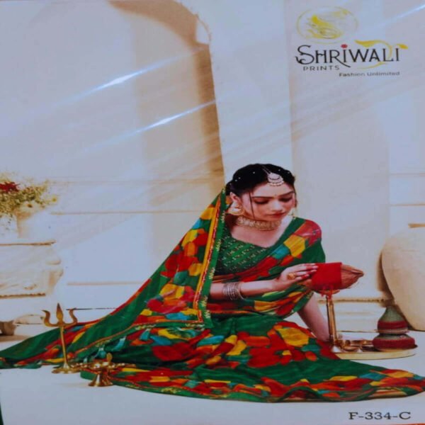 Sawan special green saree - Image 2