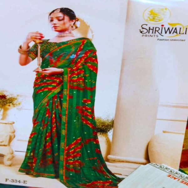 Sawan special green saree - Image 3